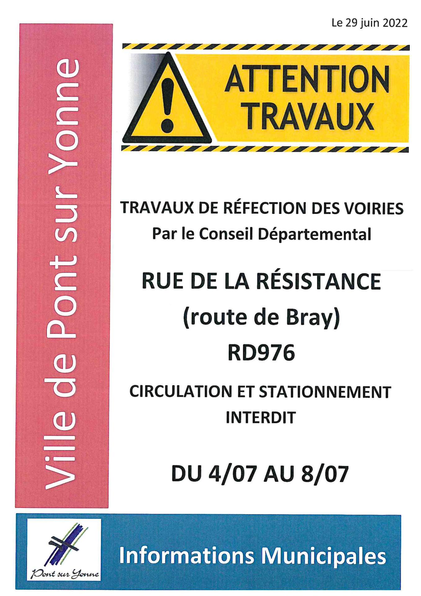 TRAVAUX RUE RESISTANCE